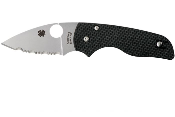 Нож складной Lil' Native - Spyderco 230GS, сталь Crucible CPM® S30V™ Satin Serrated, рукоять стеклотекстолит G10, чёрный
